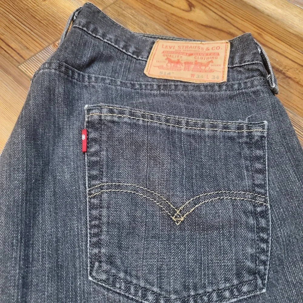 Levis 514 Classic Straight Fit Jeans Mens 34x34 Faded Black Denim Cotton